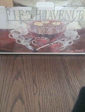 Fifth Avenue Crystal 10-Pc Punch Bowl Set - Never Used